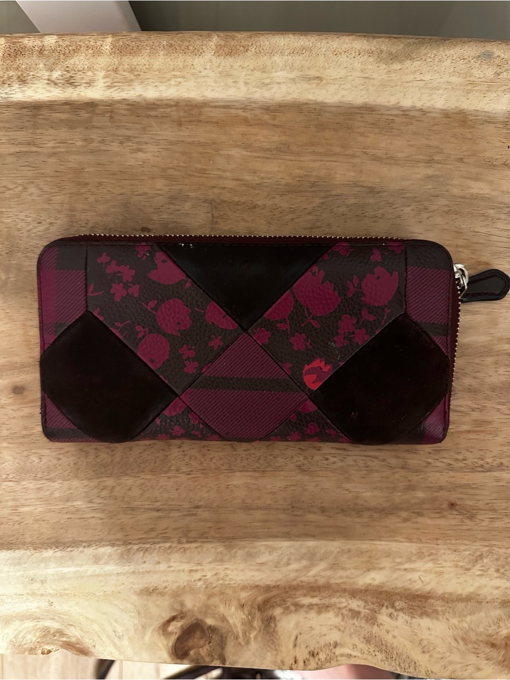 Coach Patchwork Leather Shoulder Bag and Wallet in Burgundy and Dark Brown - Picture 10 of 11